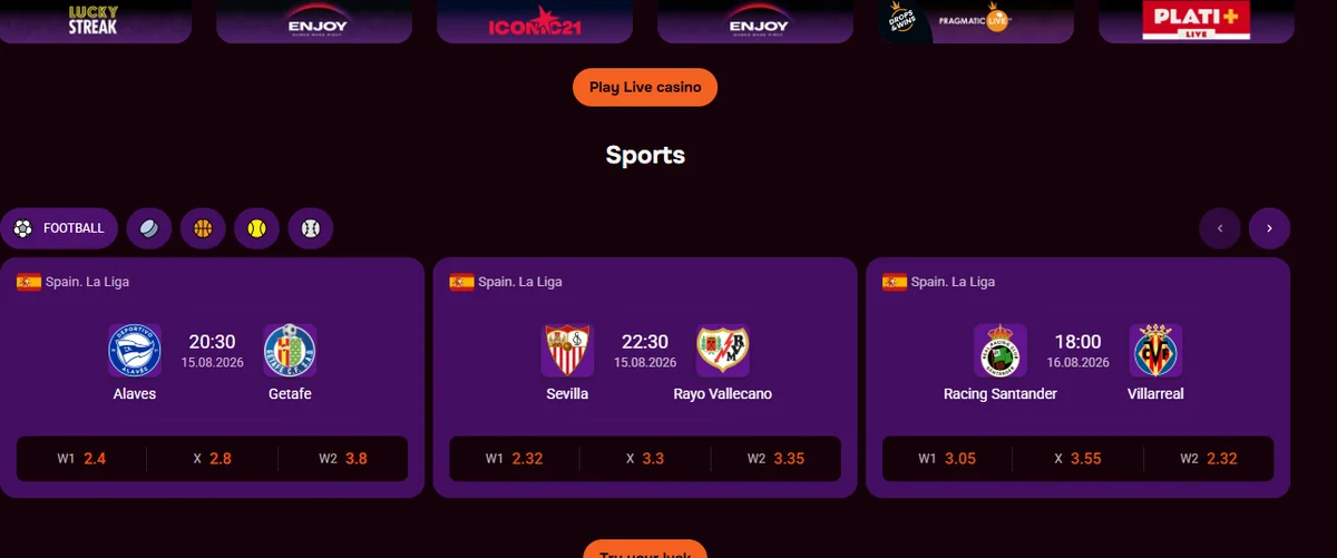 Play live casino tables