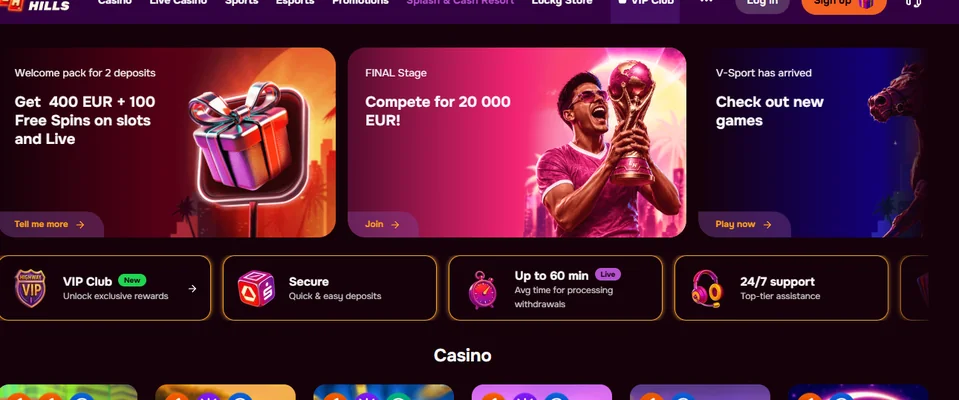 Claim Lucky Hills welcome bonus