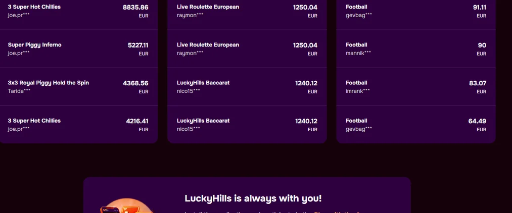 Join Lucky Hills promo offer